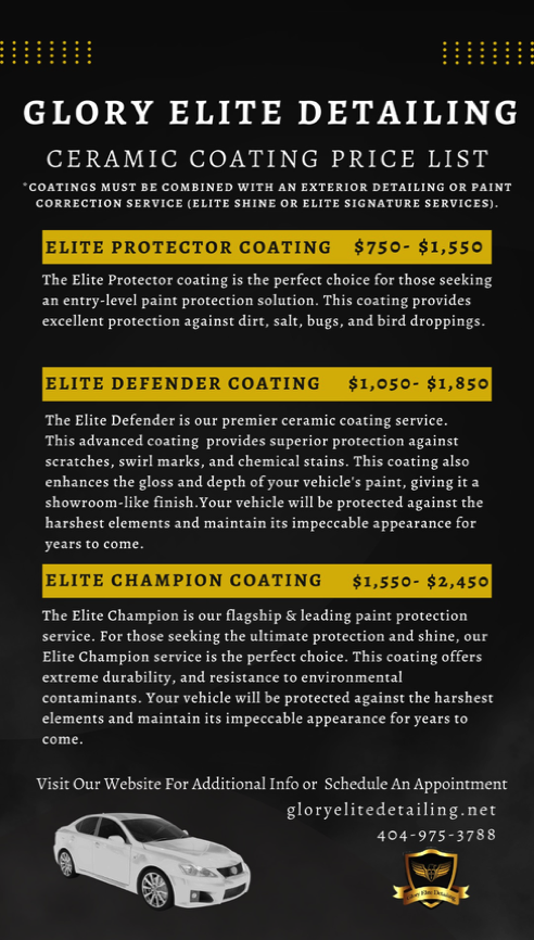 Cermamic Coating Price List